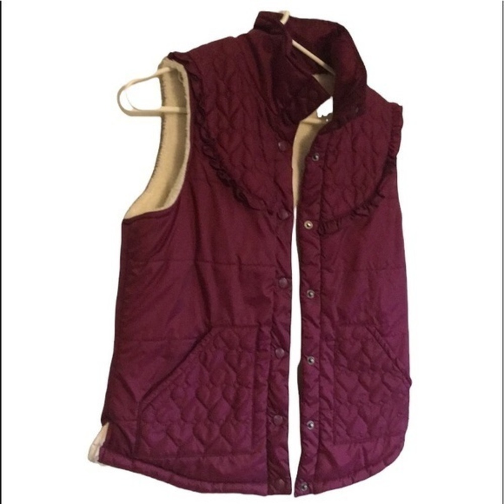 Roxy Estilo Sherpa Lined Maroon Girls Large Puffer Vest